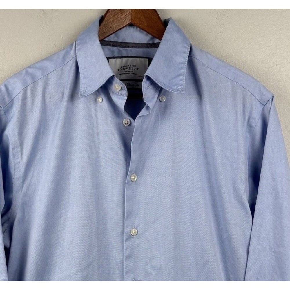 Charles Tyrwhitt Dress Shirt Men 15 1/2 - 35 Classic Fit Blue Non-Iron Soft